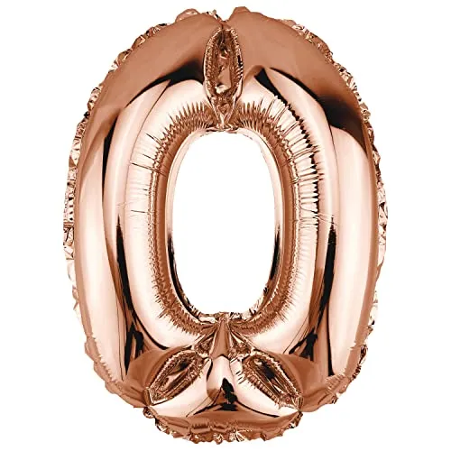 DekoRex Folienballon Rosegold 82cm Geburtstag Jubiläum Hochzeit Deko (Zahl 0)