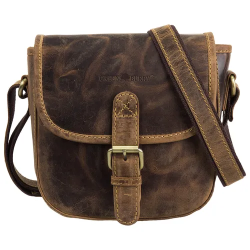 Greenburry Umhängetasche Vintage aus Leder - Umhängetasche im Used-Look mit Reißverschluss- und Handyfach, ideal für die sichere Aufbewahrung Ihrer Wertsachen.