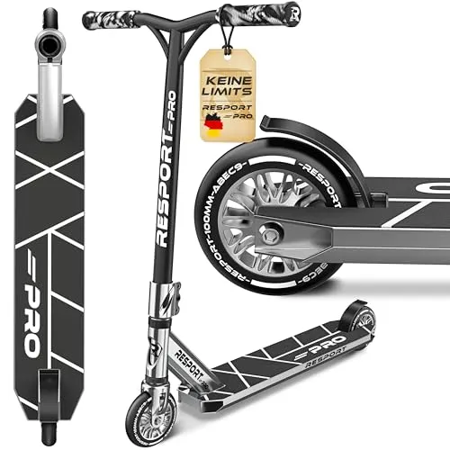 RE:SPORT® Stunt Scooter REVO PRO für Kinder & Erwachsene mit Ständer | Profi Stuntroller 110mm PU Wheels & Y-Bar | Stuntscooter Kickscooter ABEC 9 Kugellager | Tretroller Trickroller (Venom)