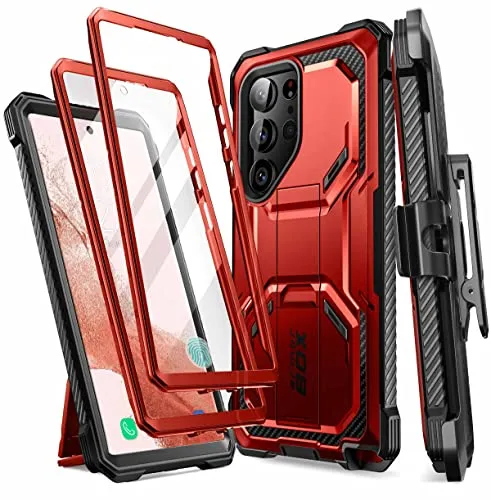 i-Blason Armorbox Schutzhülle für Samsung Galaxy S23 Ultra 5G - Standard Handyhüllen mit 360°-militärischem Schutz, integriertem Displayschutz und praktischem Kickstand für freihändiges Betrachten.