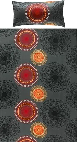 REDBEST Bettwäsche, Bettgarnitur Satin Kreise anthrazit-Terra Größe 40x80 cm / 155x220 cm - 100% Baumwolle, mit praktischem Reißverschluss (weitere Größen, Farben)