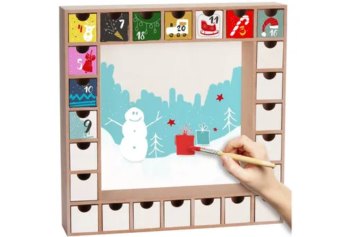 BRUBAKER Adventskalender zum Befüllen - 24 wiederverwendbare Schubladen, individuell gestaltbar und perfekt zum Basteln für die ganze Familie
