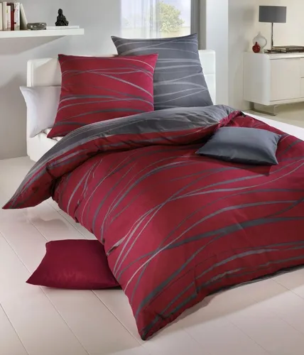Kaeppel Feinbiber Bettwäsche »Motion« 584/542 rubin 135x200 cm / 80x80 cm - Bettwäsche-Set aus hochwertigem Feinbiber, superweich und warm für erholsame Nächte, ideal für kalte Wintertage.