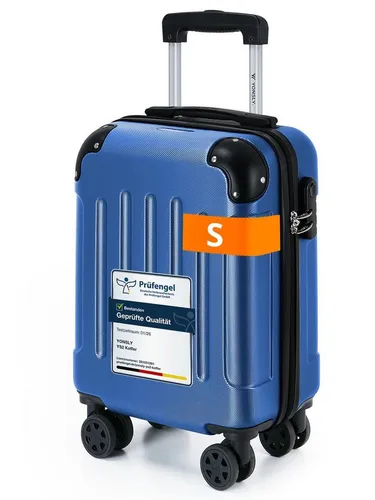 YONSLY Gepäck Suitcase Reisekoffer Saphirblau mit Zahlenschloss - Sicher reisen mit dem integrierten 3-stelligen Zahlenschloss. 360° Lenkrollen sorgen für leises Gleiten, während der verstellbare Teleskopgriff Komfort beim Ziehen bietet. Robuste Schale für Langlebigkeit und ausreichend Platz für Ihre Reisen.