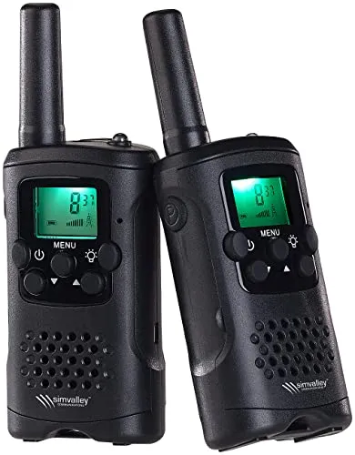 Produktbild simvalley Communications Handfunkgeräte: 2er-Set PMR-Funkgeräte, VOX, Taschenlampe, 8 Kanäle, USB-Ladefunktion (Sprechfunkgeräte, Walkietalkie, Walkie Talki)