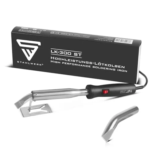 STAHLWERK Hochleistungs-Lötkolben – Elektrisches Lötgerät LK-300 ST inklusive Ersatzlötspitzen, Lötstation mit 300 W Leistung, 500°C Spitzentemperatur zum Löten und Entlöten