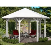 Skanholz Holzpavillon Nice 2, 399 x 399 cm - Robuster 8-Eck Pavillon aus hochwertigem Leimholz, ideal für Garten und Terrasse, mit wetterfest verleimten Balken für maximale Stabilität und Langlebigkeit.