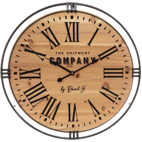 Runde Wanduhr COLONIAL, Holz, Ø 58 cm - Atmosphera - Wandbehänge, stilvolle Holz-Wanduhr im kolonialen Design, ideal für einen eleganten Akzent in Ihrem Wohnraum.