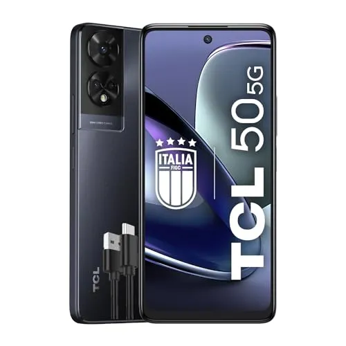 TCL Mobile 50 5G Smartphone, MediaTek Dimensity 6100plus Chipsatz, 6,56 Zoll HDplus 90Hz Display, 128 GB, 8 GB RAM, 4 GB und 4 GB RAM-Erweiterung, Dual Camera Hybrid 50 MP, Android 14, 5010 mAh