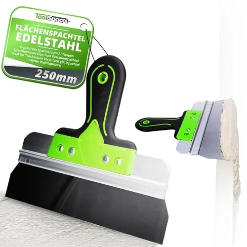 ToolSpace Flächenspachtel Edelstahl Breitspachtel 250 mm Trockenbau Spachtel Gipskarton zum Auftragen Spachtelmasse Gips Putz Fassadenspachtel ideal für Verputzen glättspachtel Glätter Wandspachtel