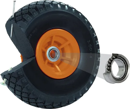 Sackkarrenrad PolyurethanRad 260x85 mm 3.00-4 60 mm versetze Nabe Ø 20 mm orange Vollgummi Bollerwagen