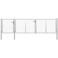 vidaXL Gartentor Stahl 400x75 cm Silbern - Stabiles Gartentor aus rostfreiem Stahl, ideal für Garten und Terrasse. Hohe Sicherheit und Langlebigkeit dank geschweißter Maschendrähte. Inklusive Schloss und 3 Schlüsseln.