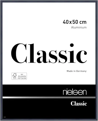 nielsen Bilderrahmen 40 x 50 cm Aluminium Blau glanz, Posterrahmen Classic - Hochwertiger Aluminiumrahmen Classic in Blau glanz, ideal für Ihre Lieblingsposter. Mit Echtglas und stabiler MDF-Rückwand für eine einfache Montage im Hoch- und Querformat. Made in Germany.