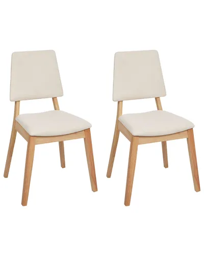 BELIANI Esszimmerstuhl 2er Set Hellbraun u. Hellbeige