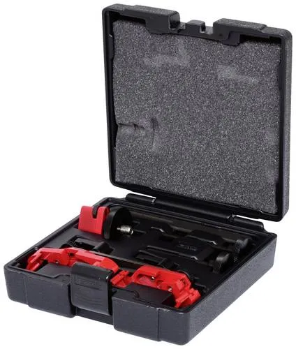 KS Tools Universal-Nockenwellen Blockiervorrichtung 150.3190 - 5-teiliges Set zur präzisen Blockierung von Nockenwellen, ideal für eine professionelle Motorinstandsetzung.
