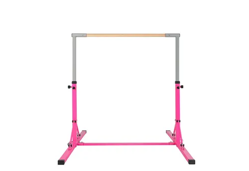 COSTWAY höhenverstellbare Gymnastik Turnreckstange - Robuste Turnstange für Kinder, belastbar bis 100 kg. Mit 13 verstellbaren Höhen von 90 cm bis 150 cm, ideal für das Training zu Hause. Rutschfester Griff und sichere Konstruktion für unbeschwertes Turnen.