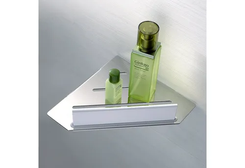 Bernstein Duschablage DA909 - Hochwertige Eckablage für die Dusche mit integriertem Duschabzieher und Ablaufschlitzen - ideal für kleine Duschkabinen. Erhältlich in Chrom oder Schwarz matt, sorgt sie für Langlebigkeit und ein modernes Design.