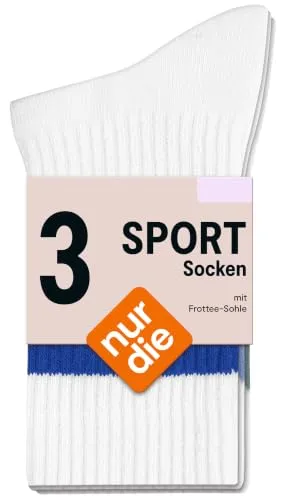 Nur Die Unisex 3er Sport Socken Unisex Sneaker-Socken aus Baumwolle kurze Running Halbsocken Laufsocken (35-46) Sportsocken Knöchelsocken, Weiß-schwarz, 43-46