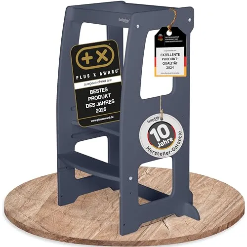 babybay Lernturm Littlefoot - Trittschemel für Baby- & Kleinkinderzimmer, maximale Kippsicherheit durch massives Buchenholz und dreifach höhenverstellbar für optimalen Lernspaß.