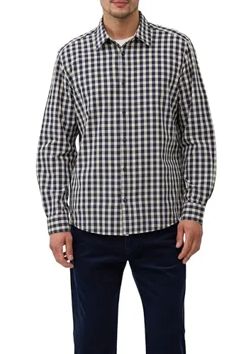 S.OLIVER Herren Langarmhemd in Blau Check, Gr. L