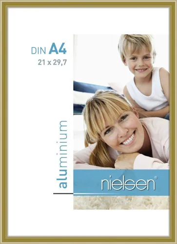 Alurahmen Classic 21x29,7 cm gold - Moderner Aluminium Bilderrahmen im DIN A4 Format, ideal für stilvolle Präsentationen Ihrer Fotos in jedem Raum.
