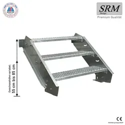 Stufen Stahltreppe Breite 80 cm Geschosshöhe 40-60cm inkl. Zubehör 3