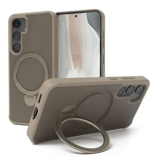 Hülle für Samsung Galaxy S24 mit Magsafe rotierend Ring zum Aufstellen Braun