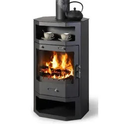 Kaminofen Victoria Opus mit Prismascheibe – 9 kW - Genießen Sie das faszinierende Flammenspiel durch die große Prismascheibe. Der Kaminofen vereint effiziente Heiztechnik und modernes Design, ideal für behagliche Momente. Hohe Heizleistung und einfache Bedienung für nachhaltige Wärme.