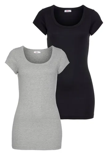 Flashlights T-Shirt (2er-Pack) figurbetonter Schnitt, unifarben, Rundhalsausschnitt