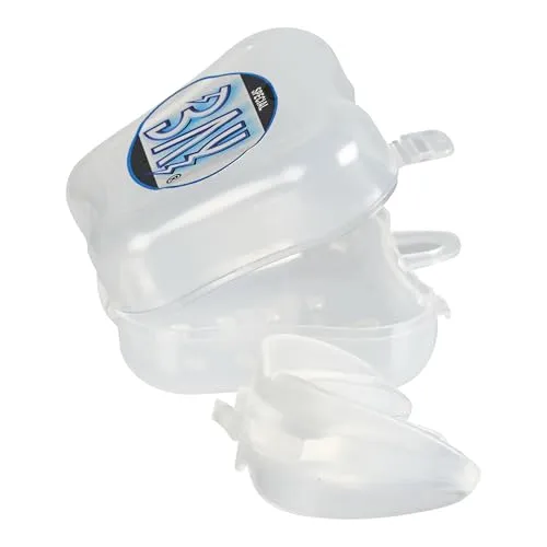 Double Shield Kids für Kinder/Junior Doppelter Zahnschutz für Ober- und Unterkiefer Sport Mundschutz transparent weiß beide Zahnreihen unten und oben (transparent)