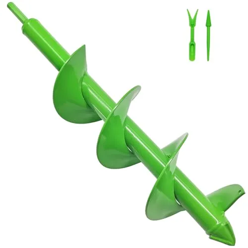 10x40cm Pflanzbohrer Erdbohrer für Akkuschrauber, Erdlochbohrer für Bohrmaschine Gartenbohrer, Handerdbohrer Erdbohrer Hand Schnecken Spiralbohrer