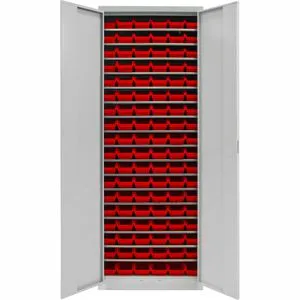 ADB Magazinschrank 40827, grau, 71 x 195 x 30cm, 17 Böden mit 108 Sichtlagerkästen, 108 Stück