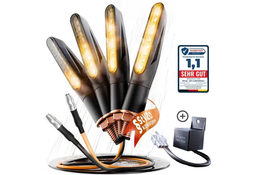Binego® 4x LED Blinker Motorrad in schwarz von Binego