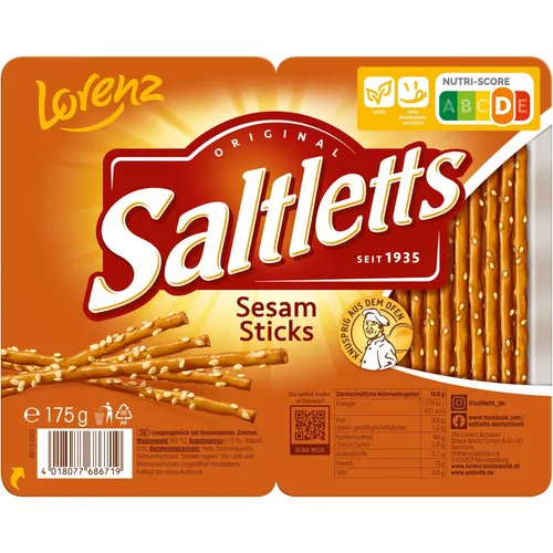 Lorenz Snack World Saltletts Sticks Sesam 175g