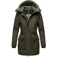 Navahoo Damen Warmer Winter Kurzmantel Blizzardstorm Olive Gr. XS - Funktionsjacken: Stilvoller Wintermantel mit wasserabweisendem Material und tailliertem Schnitt, ideal für kalte und nasse Tage!