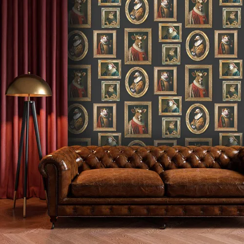 Muriva Regal Tiere Skurrile Tapete Vintage Rahmen Galerie Wand Mehrfach 102575