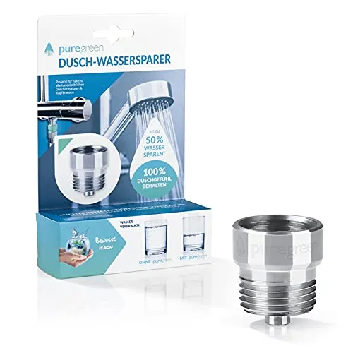 Pure Green Dusch Wassersparer - Duschbrausen & -köpfe, spart bis zu 50% Wasser und sorgt für umweltfreundliches Duschen mit einfacher Installation und stilvollem Chrom-Finish.