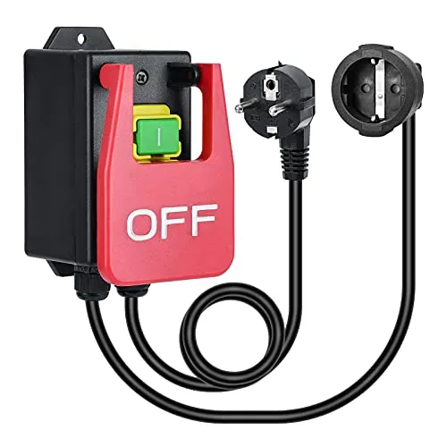 220V Einphasige Ein Aus Schalter, Briidea Sicherheitsschalter Nullspannungsschalter mit Steckdose, Maschinenschalter zum Schnellen Ausschalten von Frästisch und Anderen Elektrischen Geräten