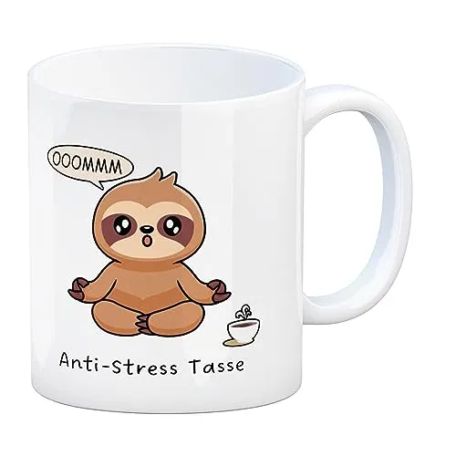 Anti Stress Faultier Kaffeebecher Anti-Stress Tasse als Geschenk für Sloth Liebhaber die sich morgens keinerlei Stress machen wollen