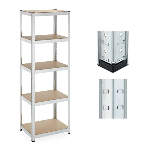 Schwerlastregal 5 Böden - 100 kg Tragkraft - Regalsystem für Werkstatt und Garage, verstellbare Böden und robuste Stahlkonstruktion für optimale Lagerung.