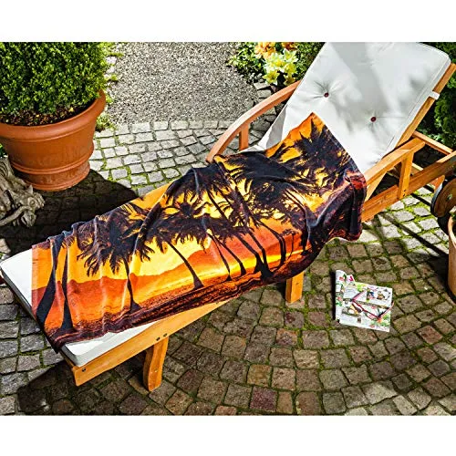 Hans-Textil-Shop Badetuch 75x150 cm Sonnenuntergang Baumwolle - Badezimmer, Strandtuch, Strandhandtuch, Handtuch, Duschtuch, Urlaub, Strand, SPA, Bad