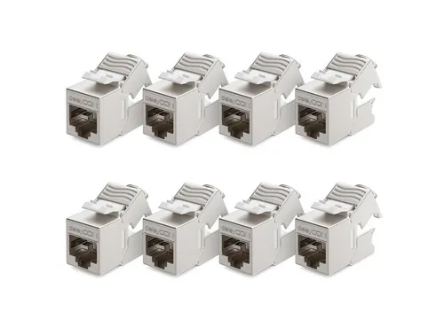 deleyCON 8x CAT6a MINI Keystone Jack Modul RJ45 - Netzwerkadapter für einfache Verbindung von RJ45 Patchkabeln, ideal zur Erweiterung von Patchpaneln und Netzwerkdosen. Kompakt und STP geschirmt für optimale Signalqualität.