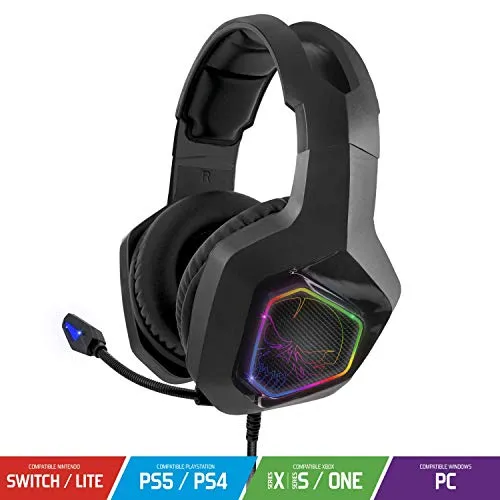 SPIRIT OF GAMER Elite-H50 - Flexibles Gamer Headset mit RGB - Gaming-Headset für PS4, PS5, XBOX und PC mit 50-mm-Lautsprechern für dynamischen Sound und flexiblem Mikrofon für klare Kommunikation. Komfortable Kunstlederpolsterung für stundenlangen Spielspaß.