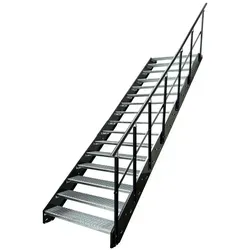Wangen Stahltreppe 16 Stufen 60-140cm H:304cm Anthrazit