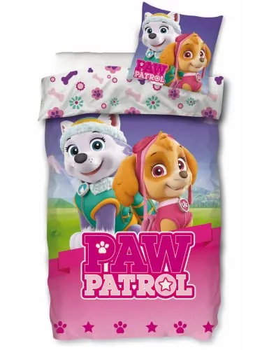 Mädchenbettwäsche Paw Patrol 135x200 cm - Bettwaren-Set für Kinder, kuschelige Baumwolle mit wendbaren Motiven von Paw Patrol, schadstoffgeprüft und ideal für einen angenehmen Schlaf.