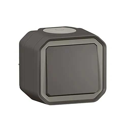 Legrand - Schalter oder Wechselschalter, wasserdicht, Plexo 10 A, Lieferung komplett für Aufputzmontage, Anthrazit
