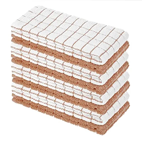 8er Pack Premium Frottee Geschirrtücher von StickandShine - Küchentuch Set aus 100% Baumwolle, 8 Stück (4x Uni + 4x kariert), saugstark mit 380GSM für optimale Trocknung. Ideal für die moderne Küche.