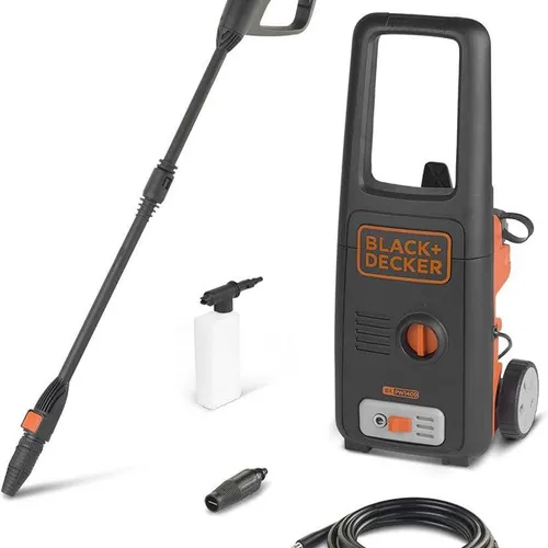 BLACK+DECKER Hochdruckreiniger BXPW1400E 1400W - Hochdruckreiniger mit 110 bar Druck und 390 l/h Durchflussrate, ideal für effektive Reinigung von Terrassen, Fahrzeugen und Gartenmöbeln.