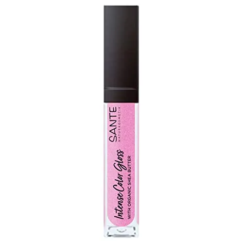 Sante Naturkosmetik Natürlicher Lipgloss mit glänzendem Finish, Mit Sheabutter für gepflegte Lippen, Intense Color Gloss, Nr. 05 Dazzling Rose, 1 x 5, 3 ml