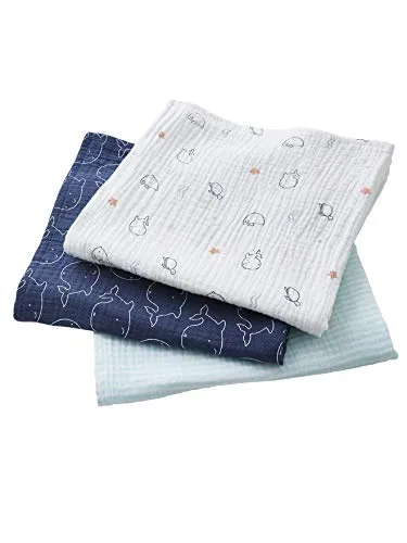 Vertbaudet 3er-Pack Baby Wickeltücher Wasserwelt farblich Sortiert ONE Size